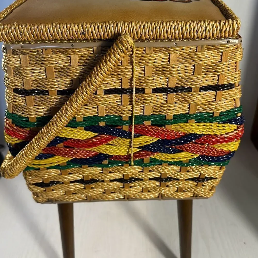 Vintage 60s Singer Sewing Basket Stand with‎ Removable Legs Beautiful Unique